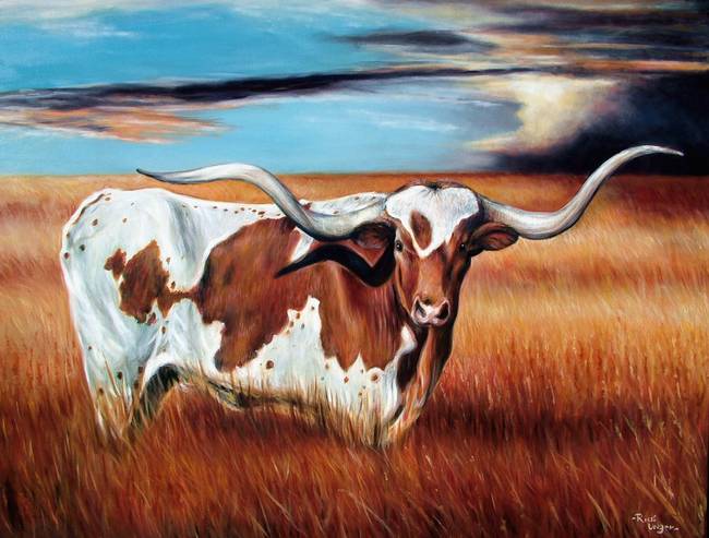 650x493 Stunning Longhorn Steer Painting Reproductions For Sale On Fine - Longhorn Bull Painting