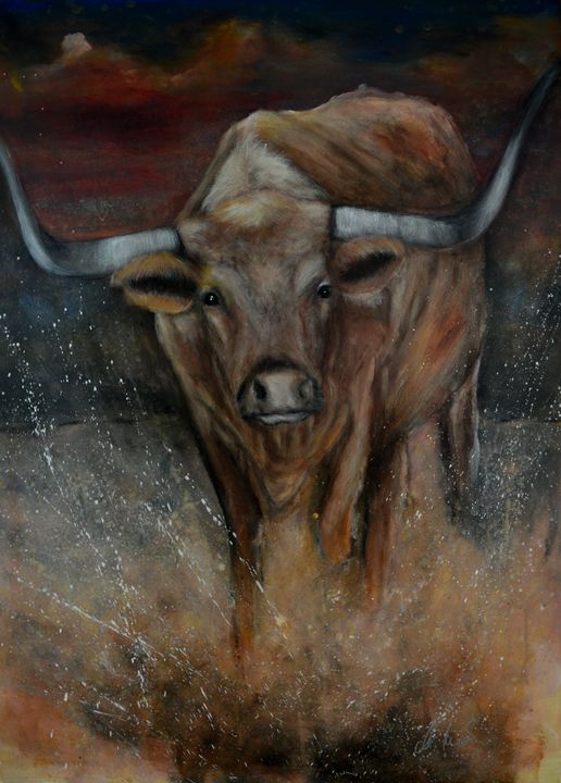 516x720 The Texas Longhorn Bull - Longhorn Bull Painting