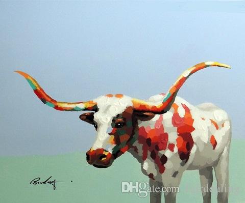 480x399 Best Framed Texas Longhorn Bull Cow Modern Art Portrait - Longhorn Bull Painting