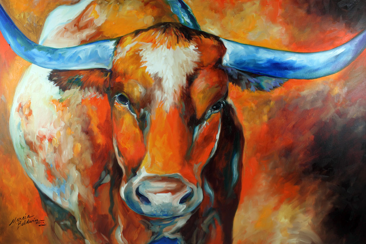 1182x787 Daily Paintings ~ Fine Art Originals By Marcia Baldwin - Longhorn Oil Painting