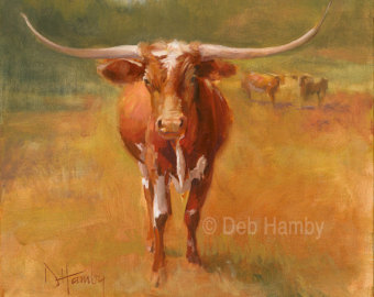 340x270 Farm And Ranch Painting Original Oil Painting Fine Art - Longhorn Oil Painting