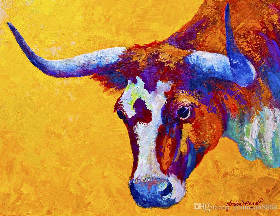 900x695 Giclee Bison Head Color Study Oil Painting Arts And Canvas Wall - Longhorn Oil Painting