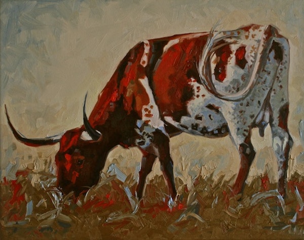 600x475 Heather's Cow - Longhorn Oil Painting