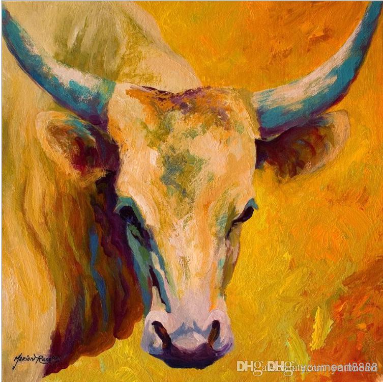 753x750 Animal Oil Painting Creamy Texan - Longhorn Oil Painting