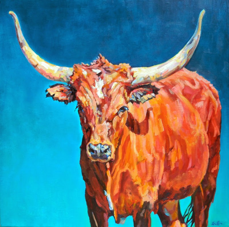 800x793 Daily Painters Abstract Gallery Colorful Contemporary Animal Art - Longhorn Painting