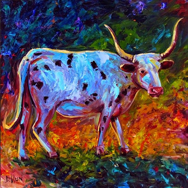 648x648 Daily Painters Abstract Gallery Colorful Longhorn Painting Cattle - Longhorn Painting