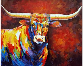 340x270 Longhorn Painting Etsy - Longhorn Painting
