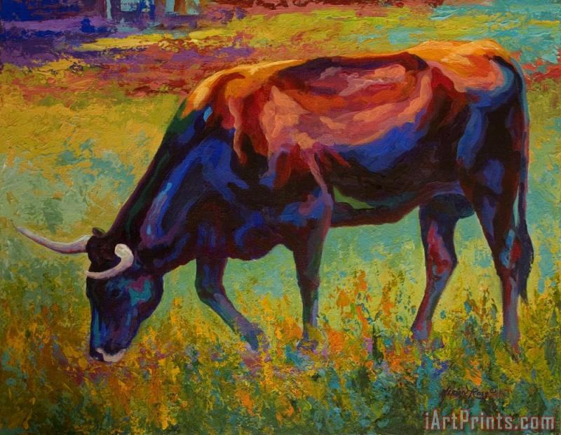 800x620 Marion Rose Grazing Texas Longhorn Painting - Longhorn Painting