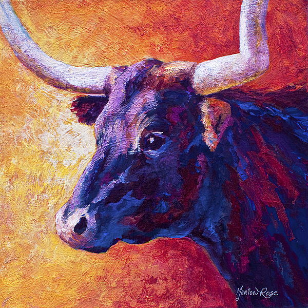 600x600 Red Violet Painting By Marion Rose - Longhorn Painting
