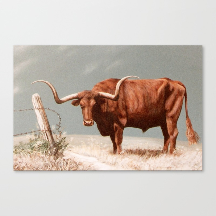 700x700 Longhorn Steer Painting Canvas Print By Didihigginbotham Society6 - Longhorn Painting Canvas