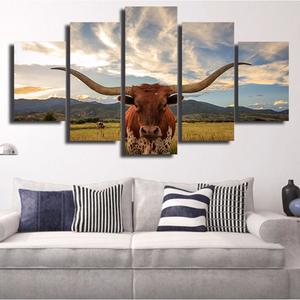 300x300 Texas Longhorn 5 Panel Canvas Print Wall Art Got It Here - Longhorn Painting Canvas