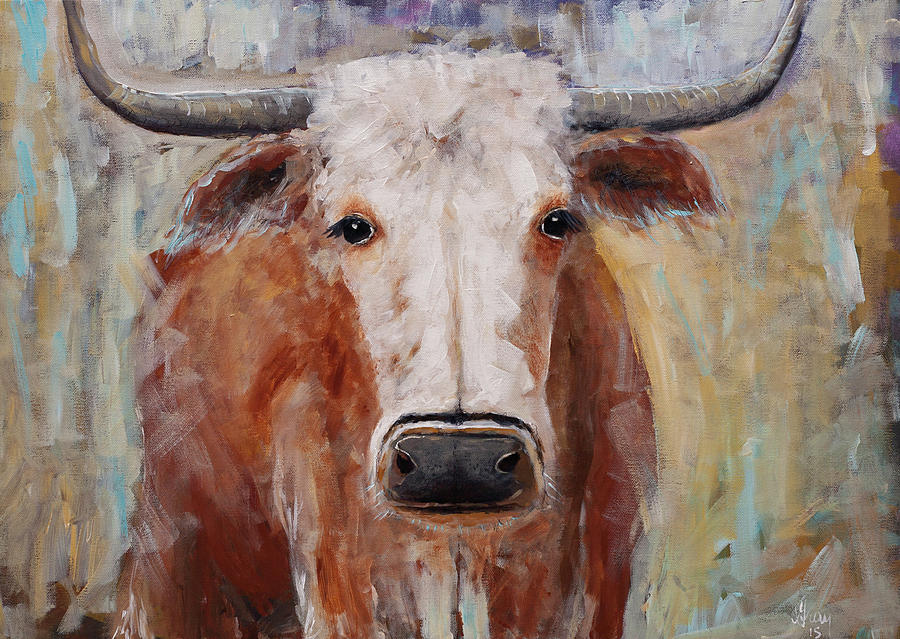900x639 Cow Painting Longhorn Steer Country Farm House Art Painting By - Longhorn Painting Canvas