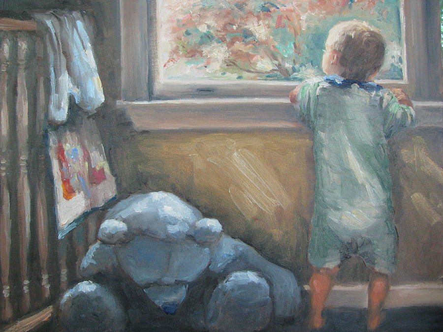 900x675 Looking Out The Window Painting By Sharon Franke - Looking Out The Window Painting