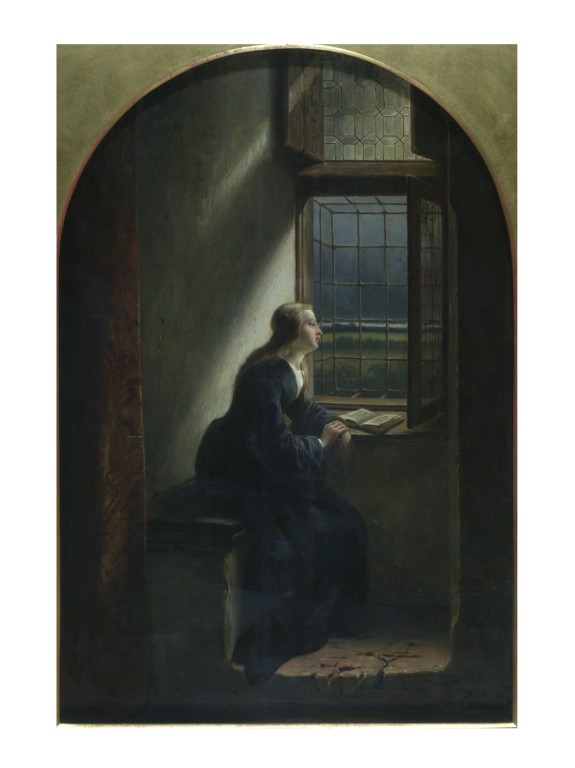 575x768 Meditation A Lady Looking Out Of A Window Lamme, Arie Johannes - Looking Out The Window Painting