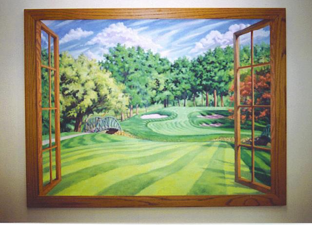 640x463 Murals - Looking Out The Window Painting