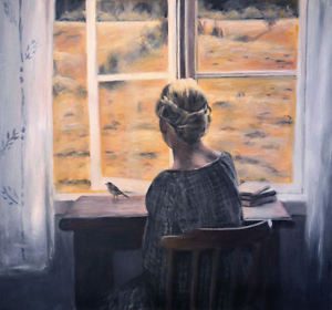 300x280 New Original Escha Van Den Bogerd Serenita 2 Lady Looking Out - Looking Out The Window Painting