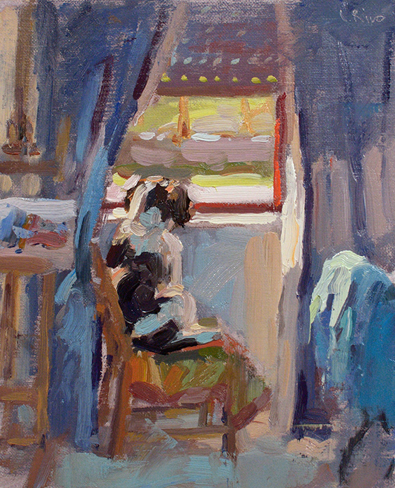 566x700 Lena Rivo's Painting Blog My Dog Looking Out The Window. - Looking Out The Window Painting