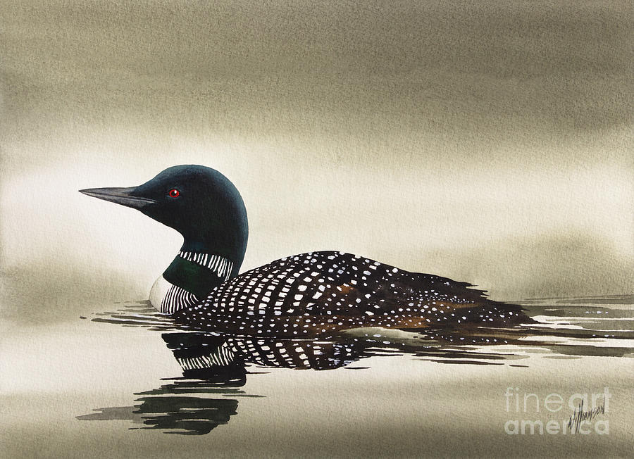 900x652 Loon In Still Waters Painting By James Williamson - Loon Painting