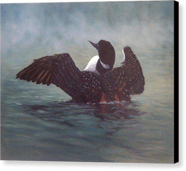 637x585 Misty Morning - Loon Painting