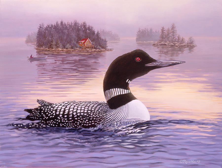 900x681 Summer Haze Painting By Richard De Wolfe - Loon Painting