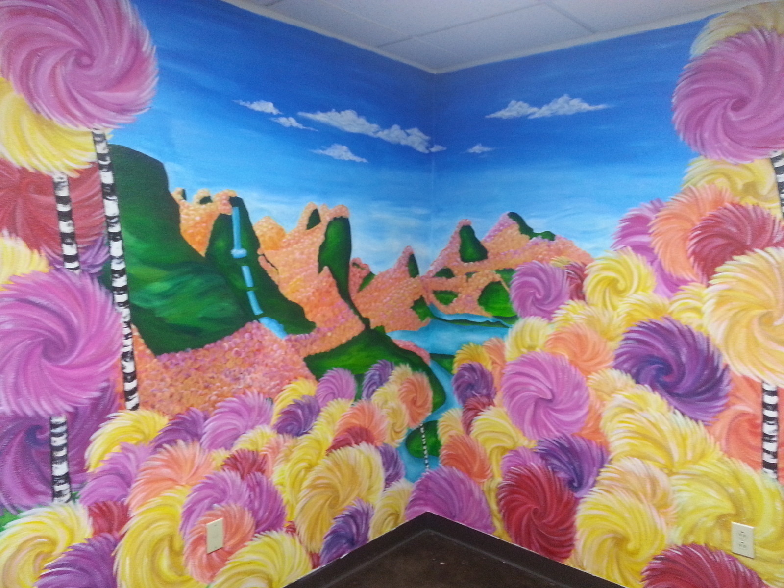 1600x1200 Modern Lorax Forest Mural Wallpaper A Wall Painting - Lorax Painting