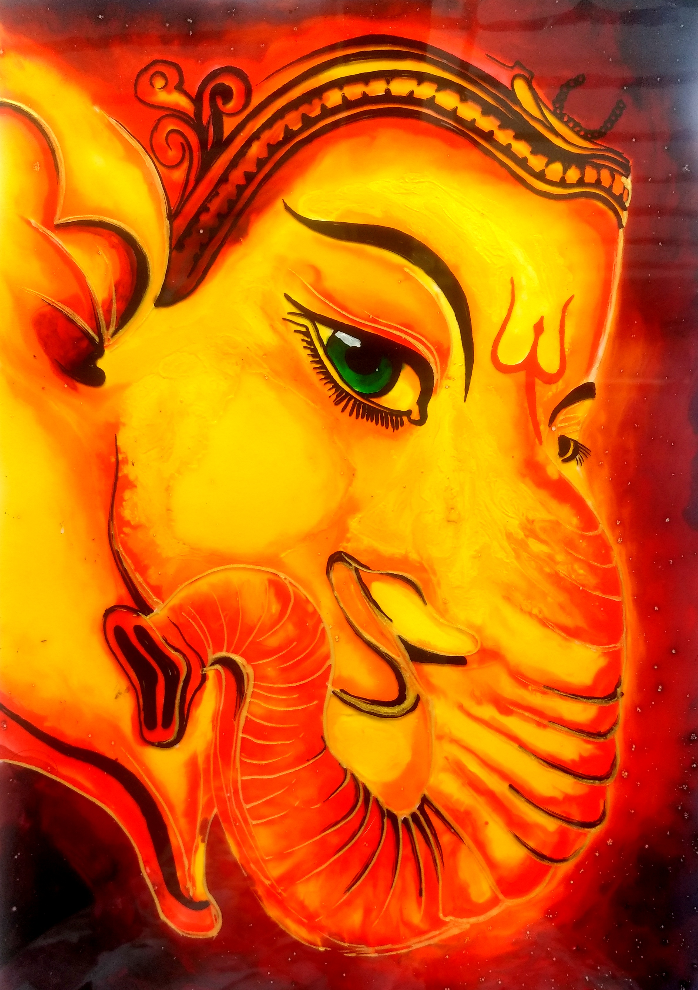 2376x3367 Lord Ganesha Glass Painting - Lord Ganesha Painting