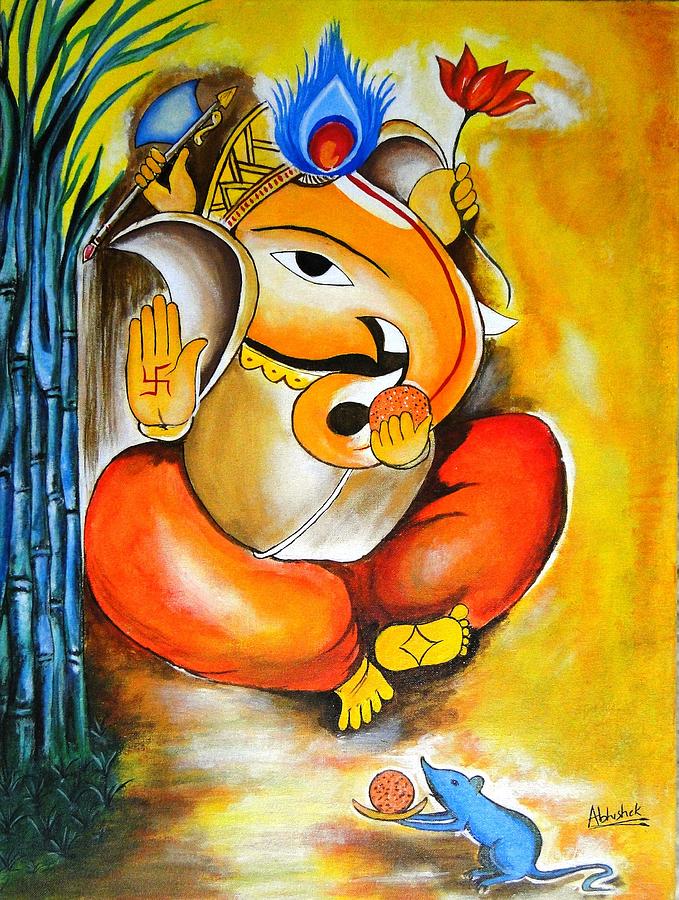 679x900 Lord Ganesh Painting By Abhishek Purohit - Lord Ganesha Painting