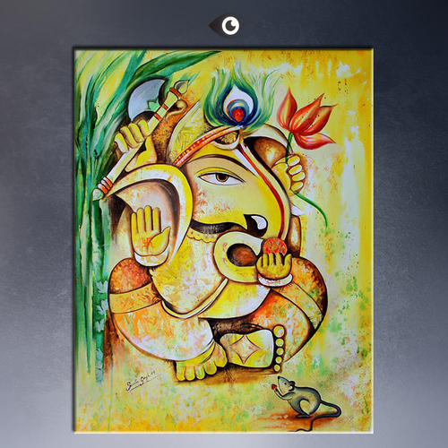500x500 Lord Ganesha Canvas Painting - Lord Ganesha Painting