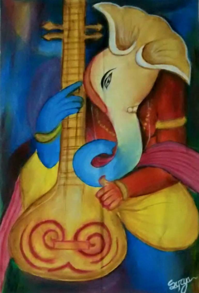 770x1132 Saatchi Art Lord Ganesh Painting By Surya Das - Lord Ganesha Painting