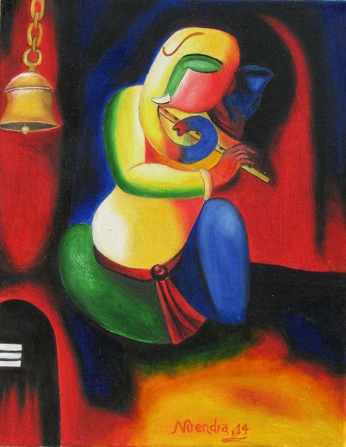 698x900 Lord Ganesha Making Music 2 Nirendra Sawan.jpg Lord - Lord Ganesha Painting