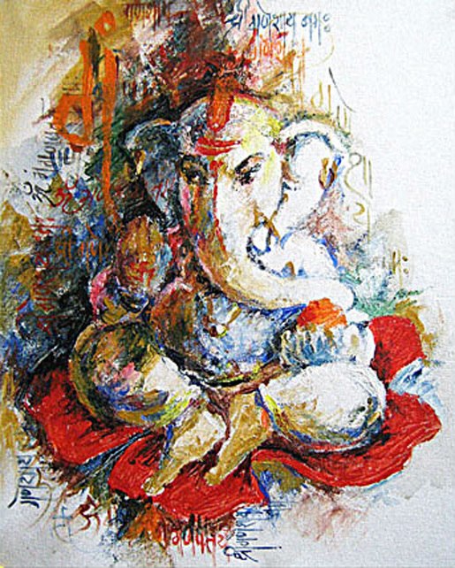 515x642 Buy Lord Ganesh 8 Flower By Vekkas Mahalley@ Rs. 7190. Code - Lord Ganesha Painting