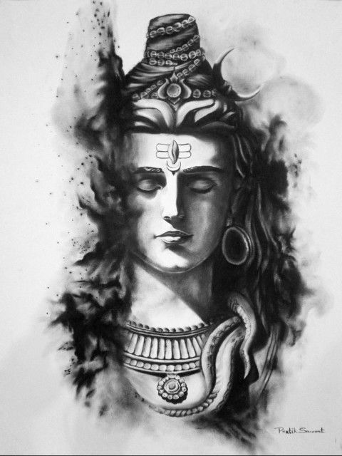 480x640 Charcoal Painting Lord Shiva! Charcoal Paintings - Lord Shiva Painting