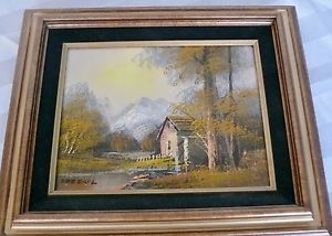 300x214 Lorenz Oil Painting Cabin Scene On Stream Ebay - Lorenz Painting