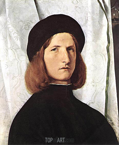 463x561 Young Man Before A White Curtain Lorenzo Lotto Painting 3152 - Lorenzo Painting