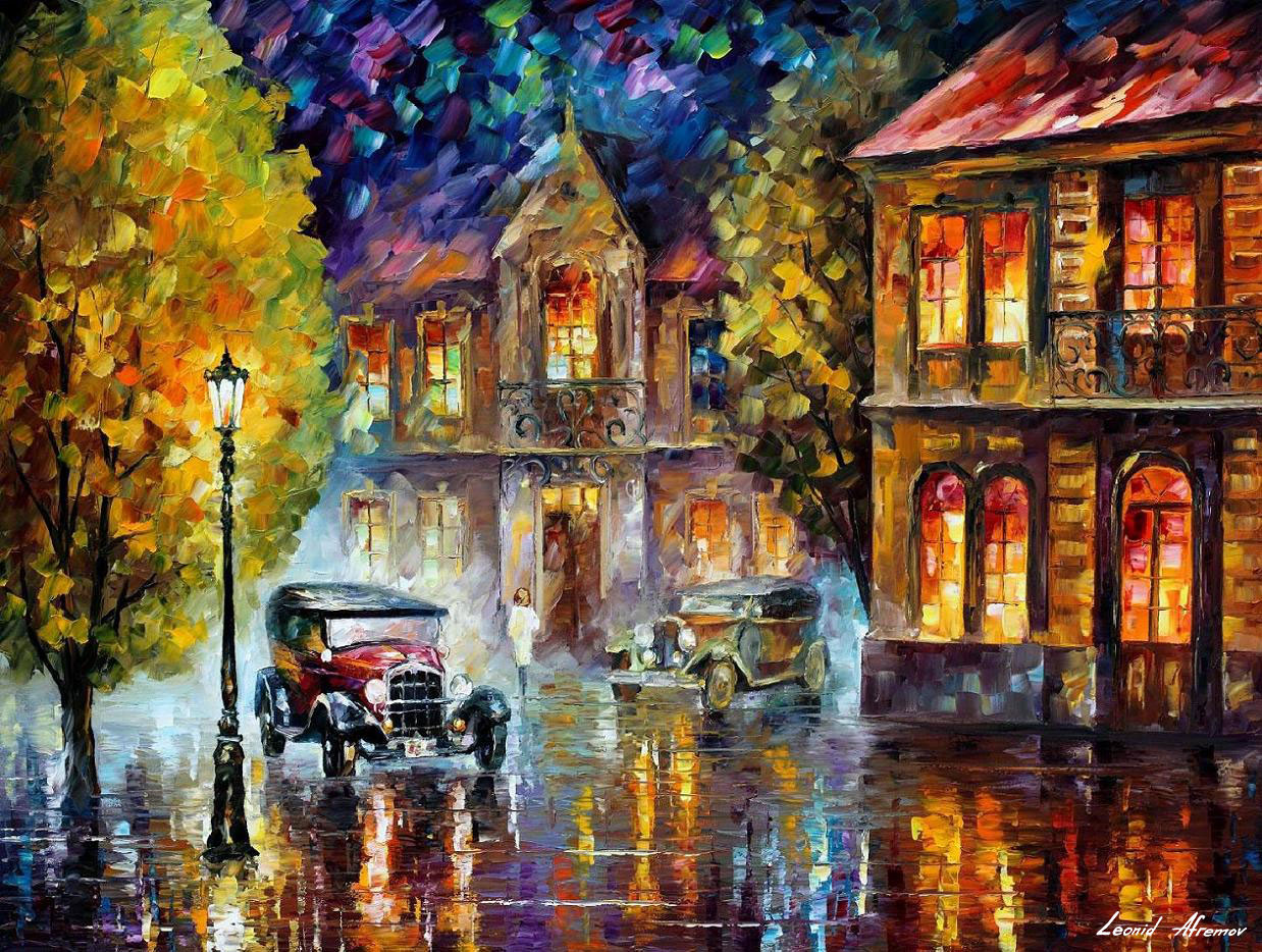 1238x934 Los Angeles 1930 Palette Knife Oil Painting On Canvas By Leonid - Los Angeles Painting