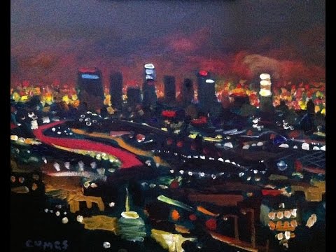 480x360 Los Angeles City Night Painting By Paul Cumes April 2016 - Los Angeles Painting