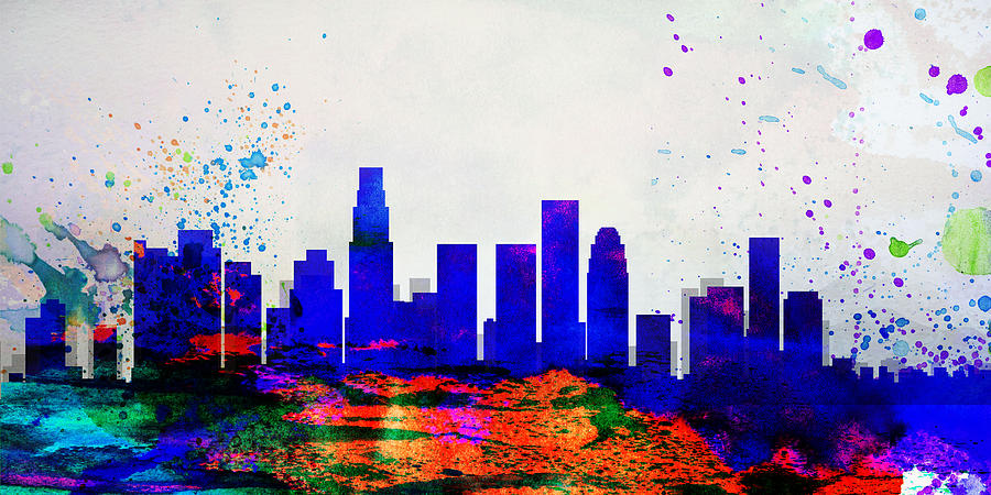 900x450 Los Angeles City Skyline Painting By Naxart Studio - Los Angeles Painting