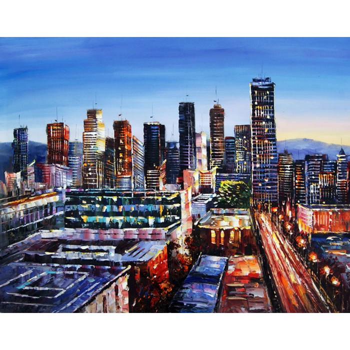 700x700 Los Angeles Skyline Painting 40x30in - Los Angeles Painting