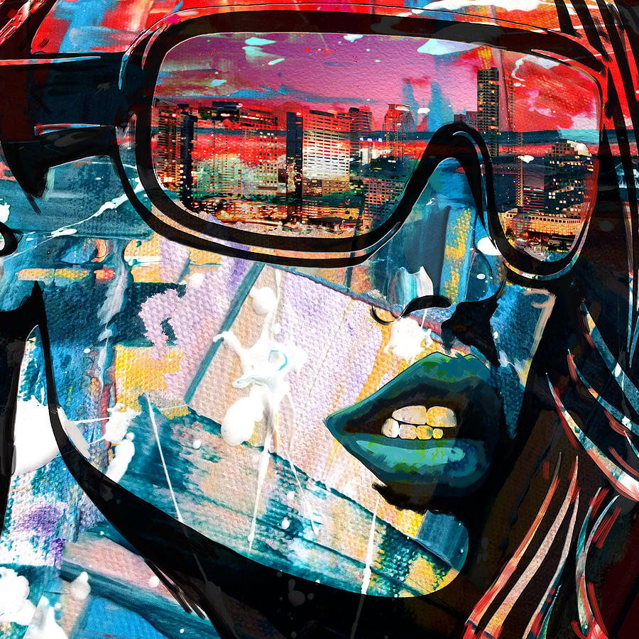 900x900 Los Angeles Skyline Painting By Corporate Art Task Force - Los Angeles Painting