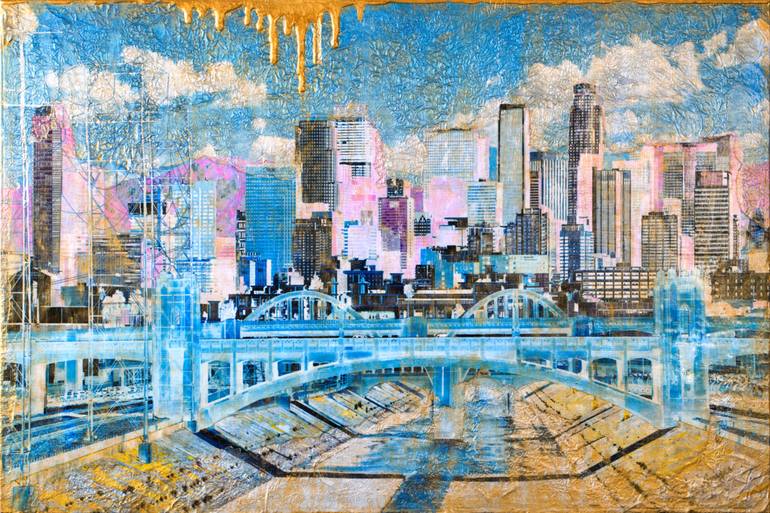 770x513 Saatchi Art Los Angeles In Baby Colors Amp Gold Painting By Anyes - Los Angeles Painting