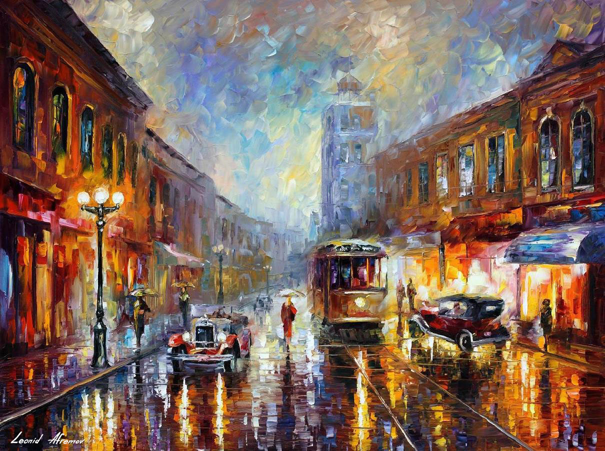 1210x903 Los Angeles 1920 Palette Knife Oil Painting On Canvas By Leonid - Los Angeles Painting