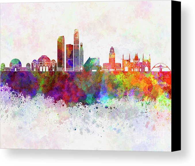 678x575 Los Angeles Skyline In Watercolor Background Canvas Print Canvas - Los Angeles Skyline Painting