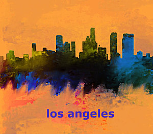 300x262 Los Angeles Skyline Paintings Fine Art America - Los Angeles Skyline Painting