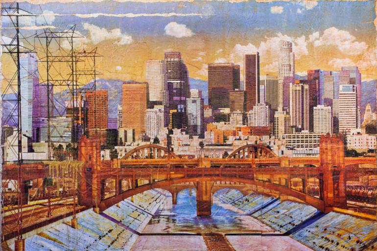 770x513 Saatchi Art Los Angeles View 2015 Painting By Anyes Galleani - Los Angeles Skyline Painting