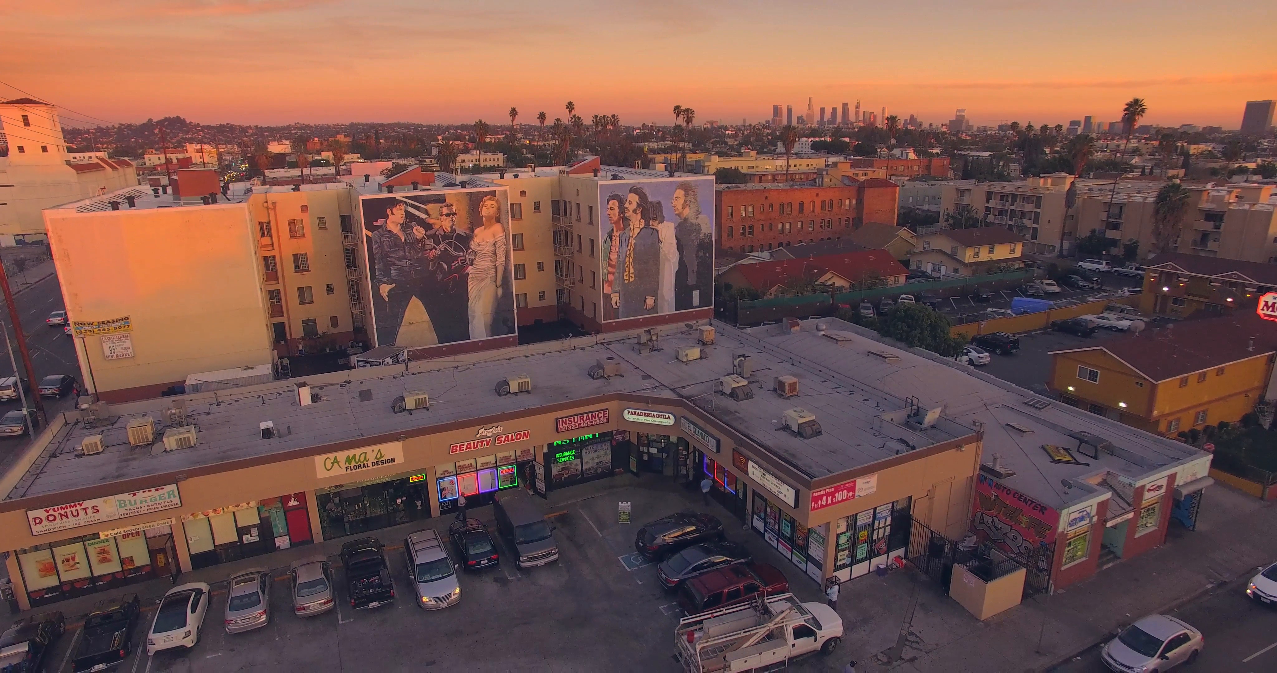 4096x2160 Los Angeles - Los Angeles Skyline Painting
