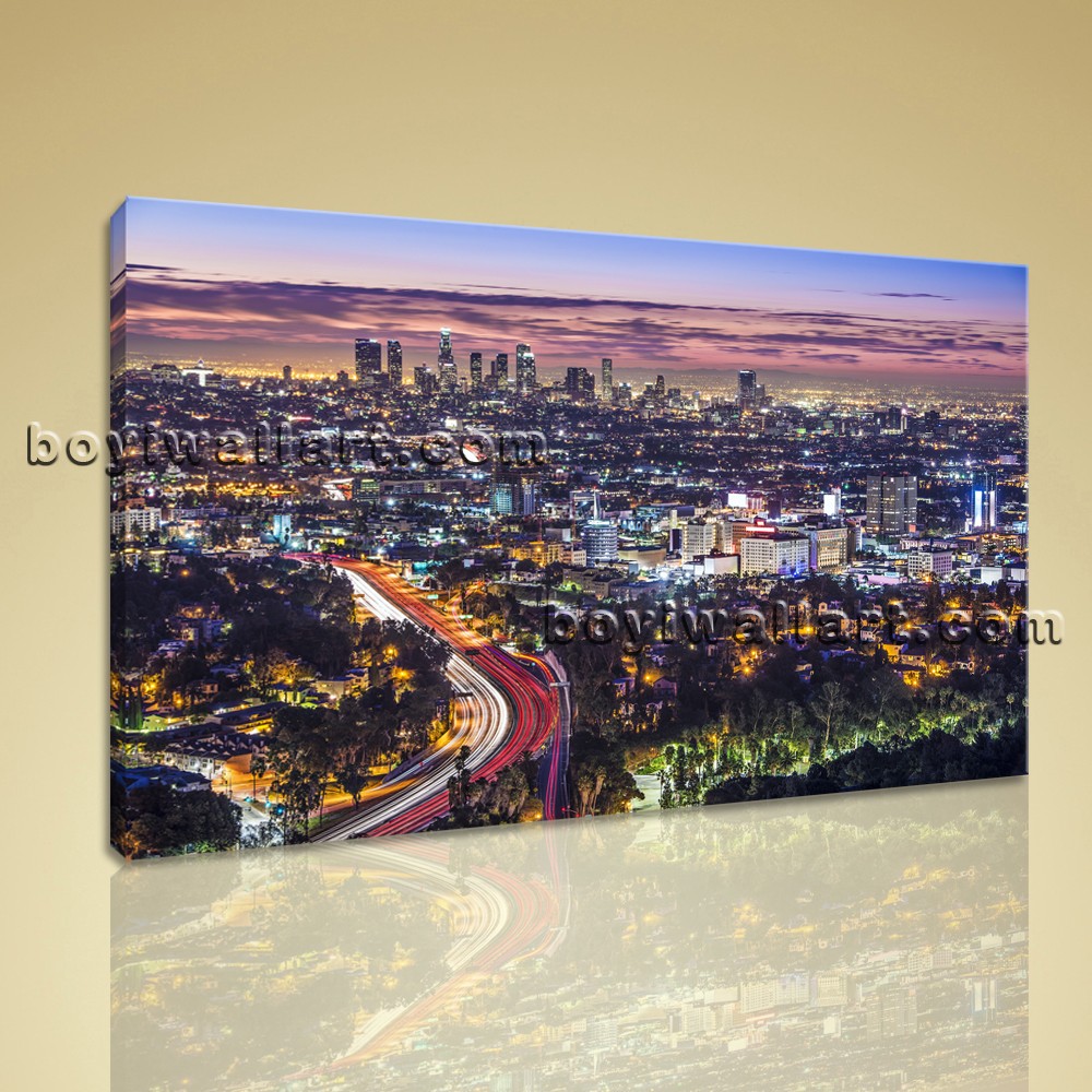 1000x1000 Large Los Angeles Panorama Cityscape Photography On Canvas Print - Los Angeles Skyline Painting