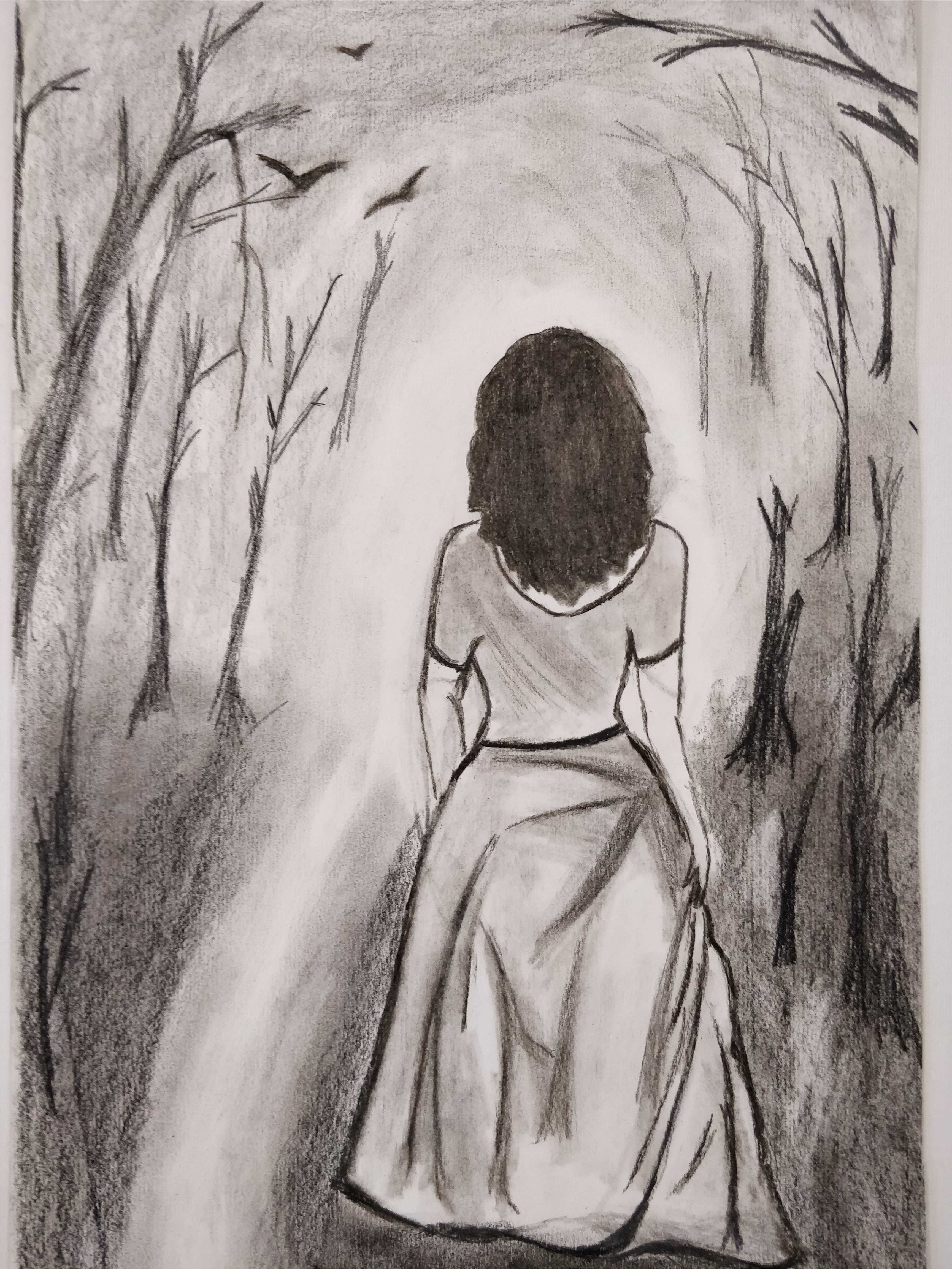 3456x4608 The Lost Girl Charcoal Painting My Charcoal Paintings - Lost Girl Painting