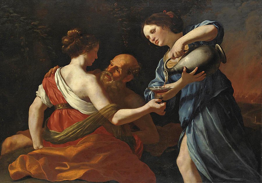 900x629 Lot And His Daughters Painting By Follower Of Simon Vouet - Lot And His Daughters Painting