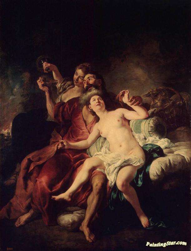 611x800 Lot With His Daughters Artwork By Jean De Troy Oil - Lot And His Daughters Painting