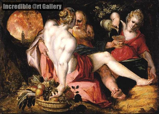 610x438 Lot And His Daughters By Jan Muller - Lot And His Daughters Painting